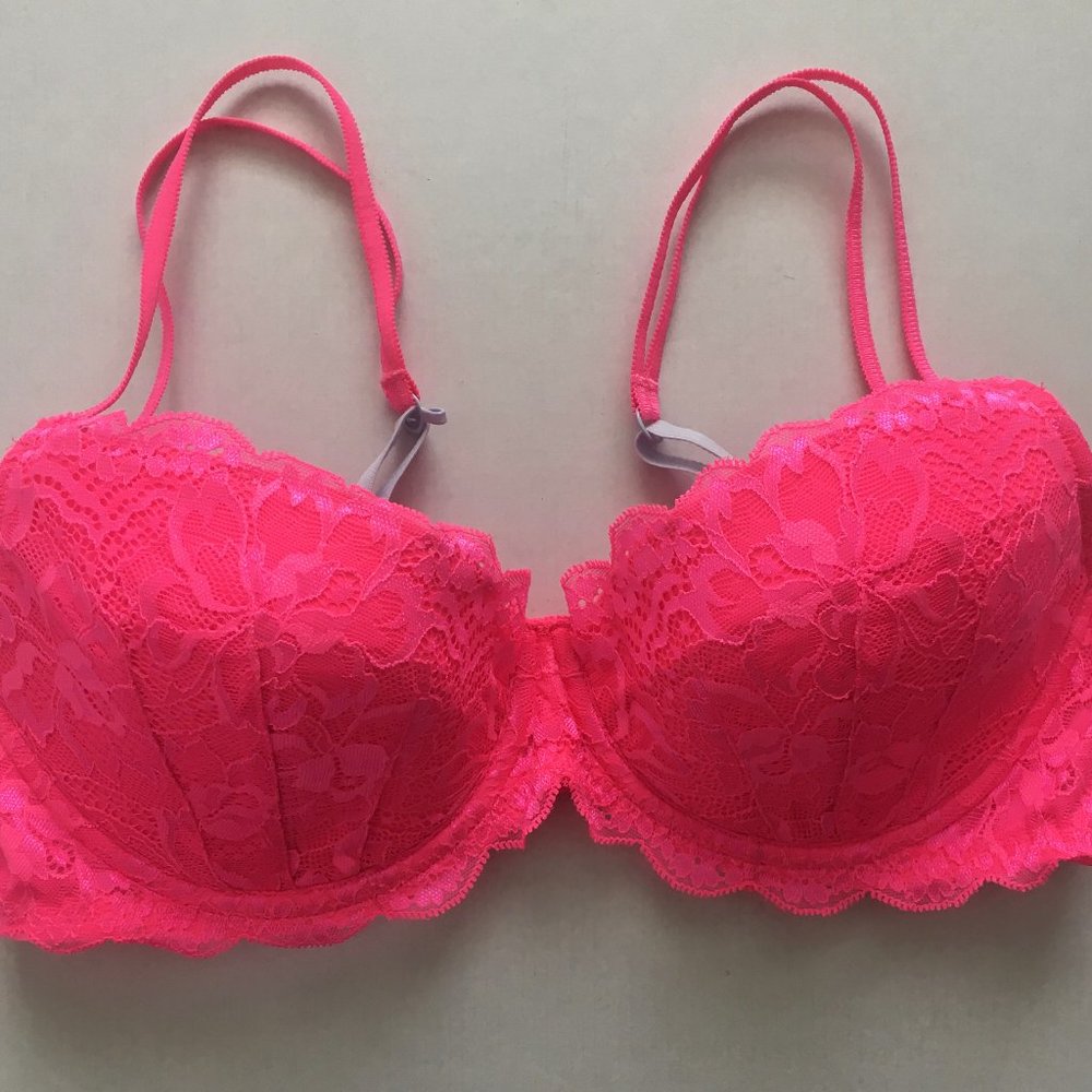 Victoria's Secret Pink Push-up Bra, Barbie Hot Pink, Holiday, Lace, Push-up